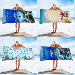 Customised 3D pattern of marine animals ultra-fine Fibre quick drying beach towel sports sweater shawl outdoor beach swimming pool surfing diving bathtub 240426