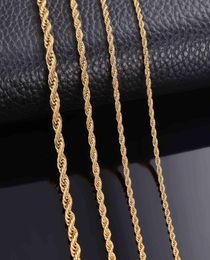 Luxury designer Necklace 1 piece Gold Color Width 2mm25mm3mm4mm5mm6mm Rope Chain NecklacesBracelet For Men Women Stainless 2689273