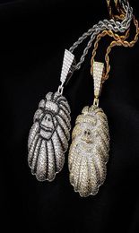 Mens Iced Out Big Size Apes Pendant Necklace Hip Hop Rock Gold Silver Color Jewelry Gift Copper Cubic Zirconia Chain Necklace4198141