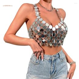 Women's Tanks Acrylic Geometry Sequins Backless Crop Top Chest Chain For Women Nightclub Body Jewellery Festival Outfit