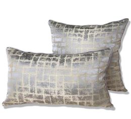 Light Luxury Sofa Cushion Covers Grid Blue Green Modern Simplicity Pillowcases European Highgrade Pillow Covers Home Bed Decor2294309889