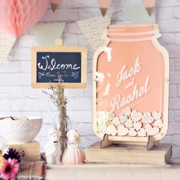 Party Supplies Customized Wedding Bottle Shaped Guest Book Personalized Color Printing Wooden Message Drop Box Souvenir Decor Sign-in Gifts