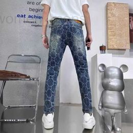 Designer di jeans maschile 2024 primavera/estate nuovo marchio alla moda jacquard indossato pantaloni a gamba dritta giovine