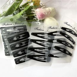 Simple Black Colour Hairpins Women Barrette Headwear Girls BB Clips Headdress Solid Metal Barrettes Hair Accessories