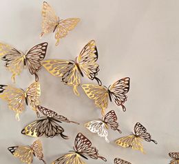 12pcsbag 3D Hollowing Out Butterfly Paper Wall Sticker Living Room Bedroom Imitation Butterfly Stickers Decoration3891438