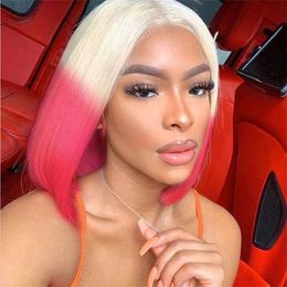 Hair Wig Pink Womens Head New Product Bobo Split Gradient Short Straight Orange Wigs