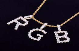 AZ Zircon Tennis Letters Necklaces Pendant Custom Name Charm For Men Women Gold Silver HipHop Jewellery with Rope chain3076498