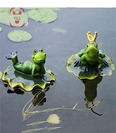 Resin Floating Frogs Statue Creative Frog Sculpture Outdoor Pond Decorative Home Fish Tank Garden Decor Desk Ornament Y2009225316335