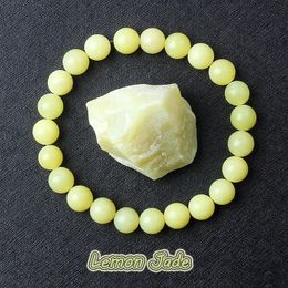 Natural Lemon Jades Bracelet Yellow Stone Beads Bracelets for Men Women Ice Gem Bangle Elastic Jewelry Gift Lovers 240423