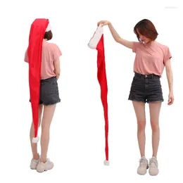 Berets Funny Super Long 155cm Year Christmas Hat Red Plush Santa Hats For Adult Caps Festive Xmas Party Decorations Gifts