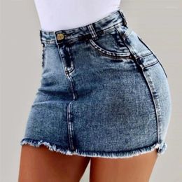 Skirts 2024 Spring Summer Women's Clothing Solid Color Short Skirt Sexy Sheath Denim