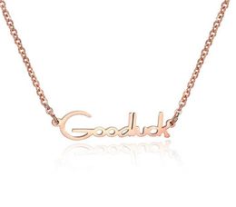 Simple Designer Titanium Steel Rose Gold Plated Womens Necklace for Girls Goodluck Pendant Choker Chain Necklace6026760