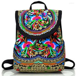 School Bags Women's Floral Embroidered Backpack Summer Travel Shoulder Rucksack Gift Bohemian