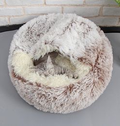 Cat Beds Furniture Plush Pet Dog Bed House Warm Round Kitten SemiEnclosed Winter Nest Kennel Cats Sofa Mat Basket Sleeping Bag 1752866