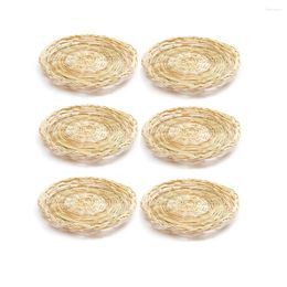 Jewelry Pouches 6Pcs Bamboo Paper Plate Holder - 10 Inch Round Woven Reusable Holders For Picnic Party