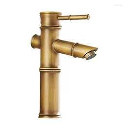 Bathroom Sink Faucets Basin Faucet Antique Copper Bamboo Shape Bronze Finish Single Handle And Cold Water Tap