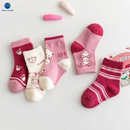 Kids Socks 5 Pairs /Lot Cute Funny Baby Girl Soft Cotton Socks Autumn Warm Cartoon Childrens Socks For Boys Toddler Kids Socks Miaoyoutong Y240504