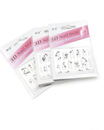 Nail Art Decorations 3D Nail Seal 30 setslot Black And White Flower Decor A 01303457900
