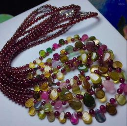 Pendant Necklaces Wholesale Wine Red Garnet Natural Stone Necklace Beads Water Droplets Tourmaline Women Beauty Jewellery