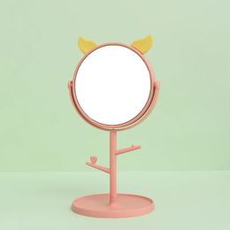 new Cute Cat Ear Makeup Mirror With Jewellery Rack Holder 360° Rotation Table Countertop Base Use for Bathroom Desk Cosmetic Mirrors for cute