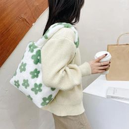 Shoulder Bags Female Fluffy Hit Colour Bag Winter Warm Casual Large Capacity Handbag