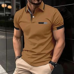 summer mens casual shortsleeved Polo shirt solid Colour lapel fashion business sports breathable Tshirt top 240430