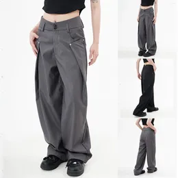 Women's Pants Retro Streetwear Y2k Women Parachute Versatile Wrapped Double Layer Straight Summer Loose Fit Draped Hippie Trousers