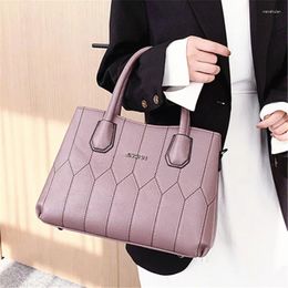 Bag Quality PU Leather Sewing Thread Pattern Women's Shoulder Messenger Ladies Pure Colour Large Capacity Luxury Top-handle Bags