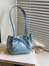 Shoulder Bags Summer Pleated Single Bag For Women 2024 Korean Trendy Soft Leather Small Bucket Girl Casual Handbags