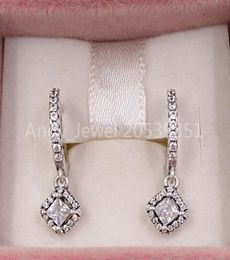 Andy Jewel Authentic 925 Sterling Silver Studs Square Sparkle Hoop Earrings Fits European Style Studs Jewelry 298503C015312045
