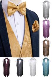 Men039s Wedding Jacquard Waistcoat vest Paisley Classic Party Vest Pocket Square Tie For Suit Tuxedo DiBanGu18952399