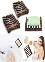 2 Styles Natural Wooden Bamboo Soap Dish for Bath Shower Plate Bathroom5192221