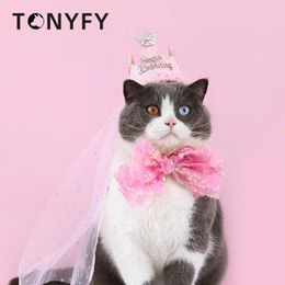 Dog Apparel Birthday Hats Bowknot Neckerchief Bibs Sequins Crown Cloak Pet Cat Princess Headwear Festival Party Accessories