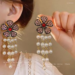 Dangle Earrings Luxury Flower Pearl Tassel Stylish And Fashionable Earings For Women