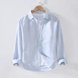 Men's Casual Shirts Spring Cottont Linen Shirt Long Sleeve Business Polo Lapel Top Korean Cotton