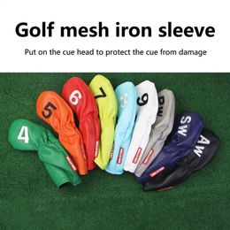 9PcsSet Golf Club Covers Mesh Design Thick Plush Dustproof Prevent Damage Waterproof Durable Golfs Iron Headcovers Supplies 240430