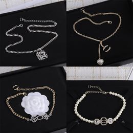 Fashion camellia Pendant Necklaces pearl necklace Elegant beautiful women dress Summer love heart Designer Jewellery Rhinestone Luxury Brand Jewellery party gift