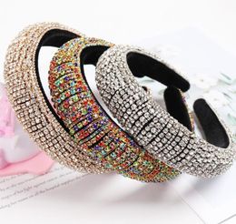 Sparkly Padded Full Rhinestone Hairbands Luxury Crystal Headbands For Girls Solid Color Hair Hoops Womens Hair Accessories7331135