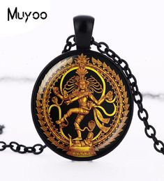 Golden Buddha Necklace Dance Of Destruction Lord Shiva Pendant Glass Buddhist Jewelry Hindu Deity Spiritual Amulet Hz18698413