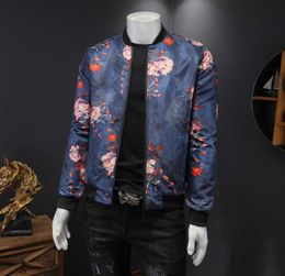 Plus size 5xlm Spring Floral Bomber Jackets Men Abbigliamento 2021 Simple All Match a maniche lunghe Business Casual Coats Streetwear X1278005