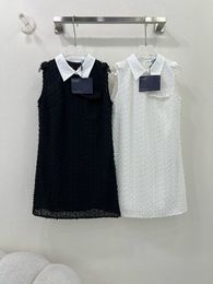 New 3D floral water-soluble lapel vest dress