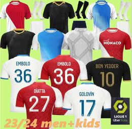 2023 2024 AS Monaco Home Away BEN YEDDER Soccer Jerseys MINAMINO BOADU GOLOVIN 23 24 Maillot AKLIOUCHE BALOGUN EMBOLO Flocage Men FOFANA BEN