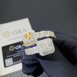 2.61Ct GRA Certificates 925 Silver Pass Diamond Tester VVS1 Baguette Moissanite Iced Out Jewellery Hip Hop Ring for Man