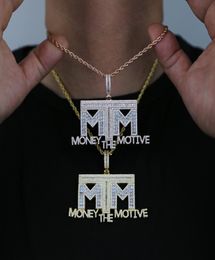 Iced Out Bling 5A Cubic Zirconia Paved Letters Money Necklace Pendant For Men With High Quality Rock Hip Hop Rope Chain Jewelry2638160