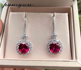 PANSYSEN Luxury Ruby Sapphire Gemstone Drop Earrings for Women Vintage Female 925 Sterling Silver Jewelry Earring Wedding Gifts 216698190