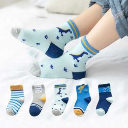 Kids Socks 5Pairs/lot Baby Socks Autumn Winter Warm Cotton Kids Socks Cute Girls Cartoon Animal Boys Infant Socks Baby Clothes Accessories Y240504