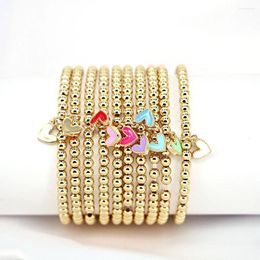 Link Bracelets 5Pcs Women Trendy Heart Charm Gold Plated Copper Beads Bracelet For Girl Dainty Fashion Jewellery