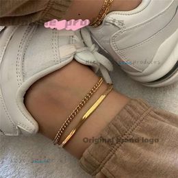 Designer Anklets Fashion Bohemian Gold Snake Link Chain High Quality Punk Luxury Ankle Bracelet Women Girl Summer Jewellery Accessories 310