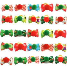 Dog Apparel 50/100pcs Pet Hair Bows Xmas Rubber Bands Red Green Hairball Small Puppy Christmas Party Dogs Accessories