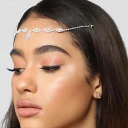 Hair Clips Stonefans Wedding Jewelry For Bride Accessories Leaf Forehead Chain Headband Headdress Fashion Headpiece Women Vintage Boho